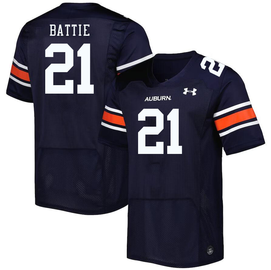 Men #21 Brian Battie Auburn Tigers College Football Jerseys Stitched-Navy